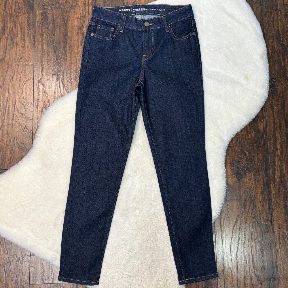 Old Nav Jeans 2 Super Skinny Dark Wash Mid-Rise‎ Blue Stretch Denim  Women's